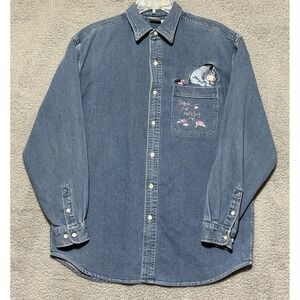 Vintage Winnie The Pooh Eeyore Corduroy Long Sleeve Shirt‎ 90's Sz M Measures XL